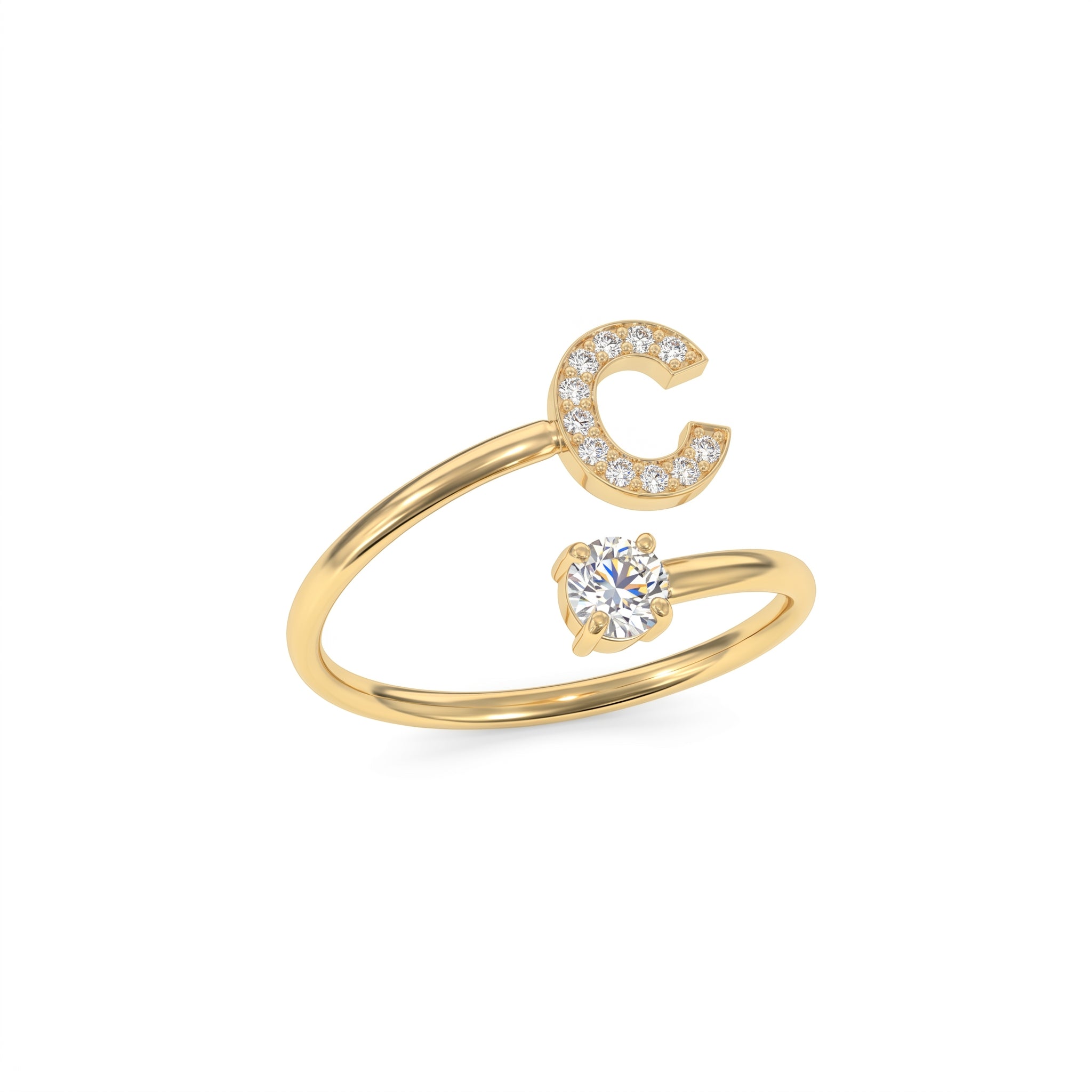 Adjustable Initial Ring "Celeste"