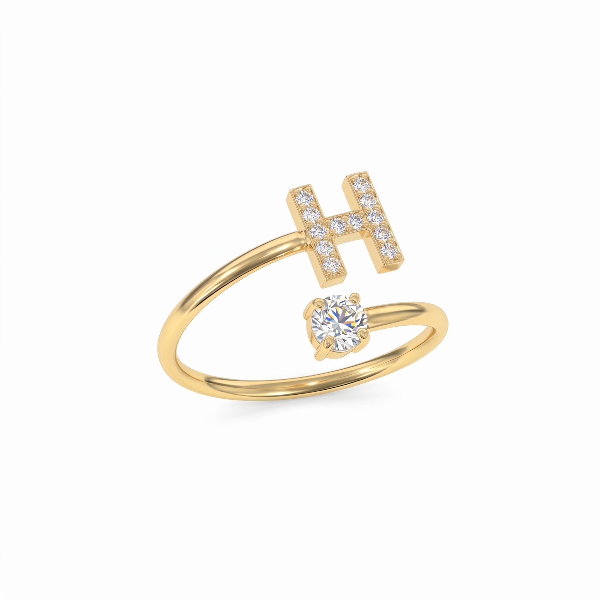 Adjustable Initial Ring "Celeste"