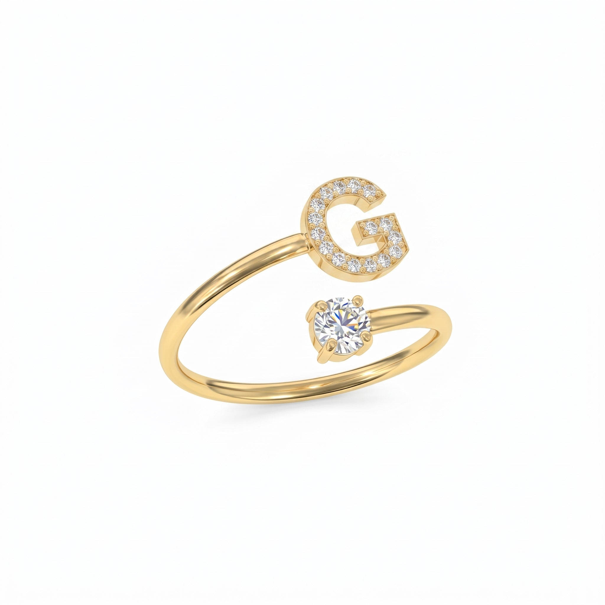 Adjustable Initial Ring "Celeste"