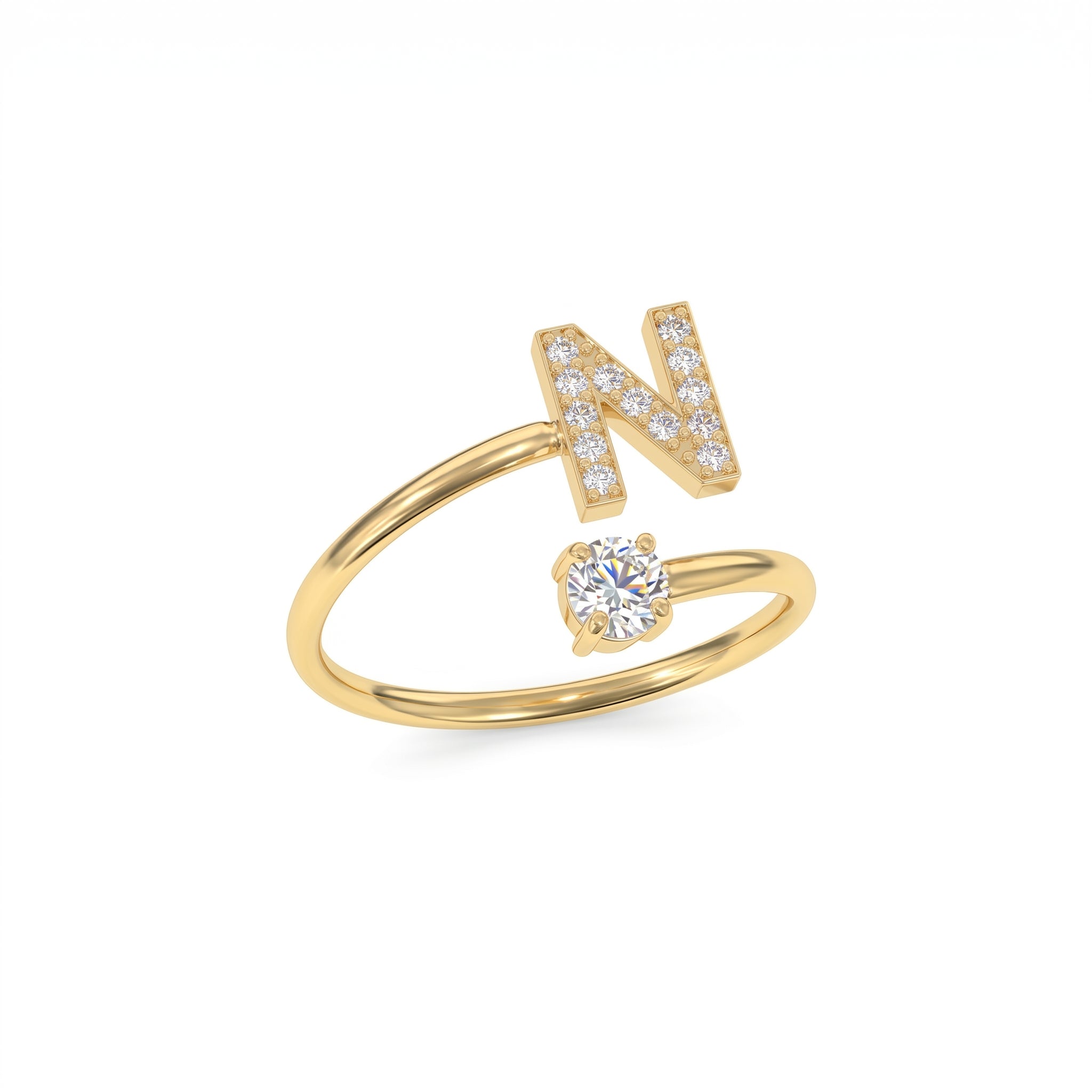 Adjustable Initial Ring "Celeste"