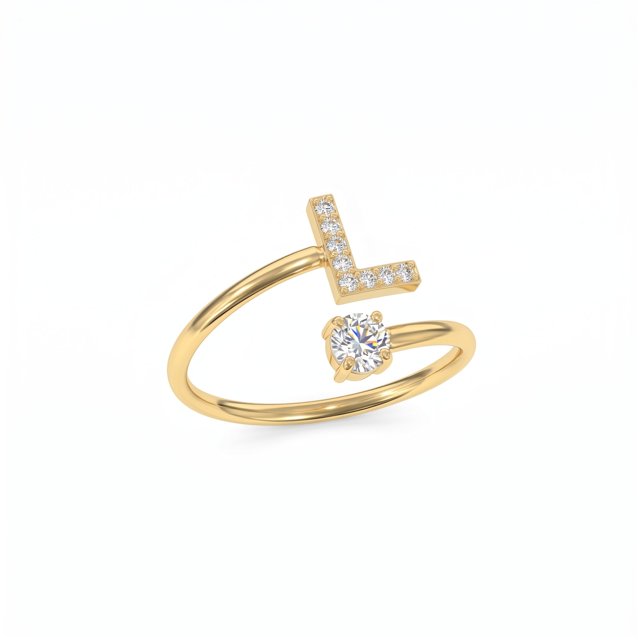 Adjustable Initial Ring "Celeste"
