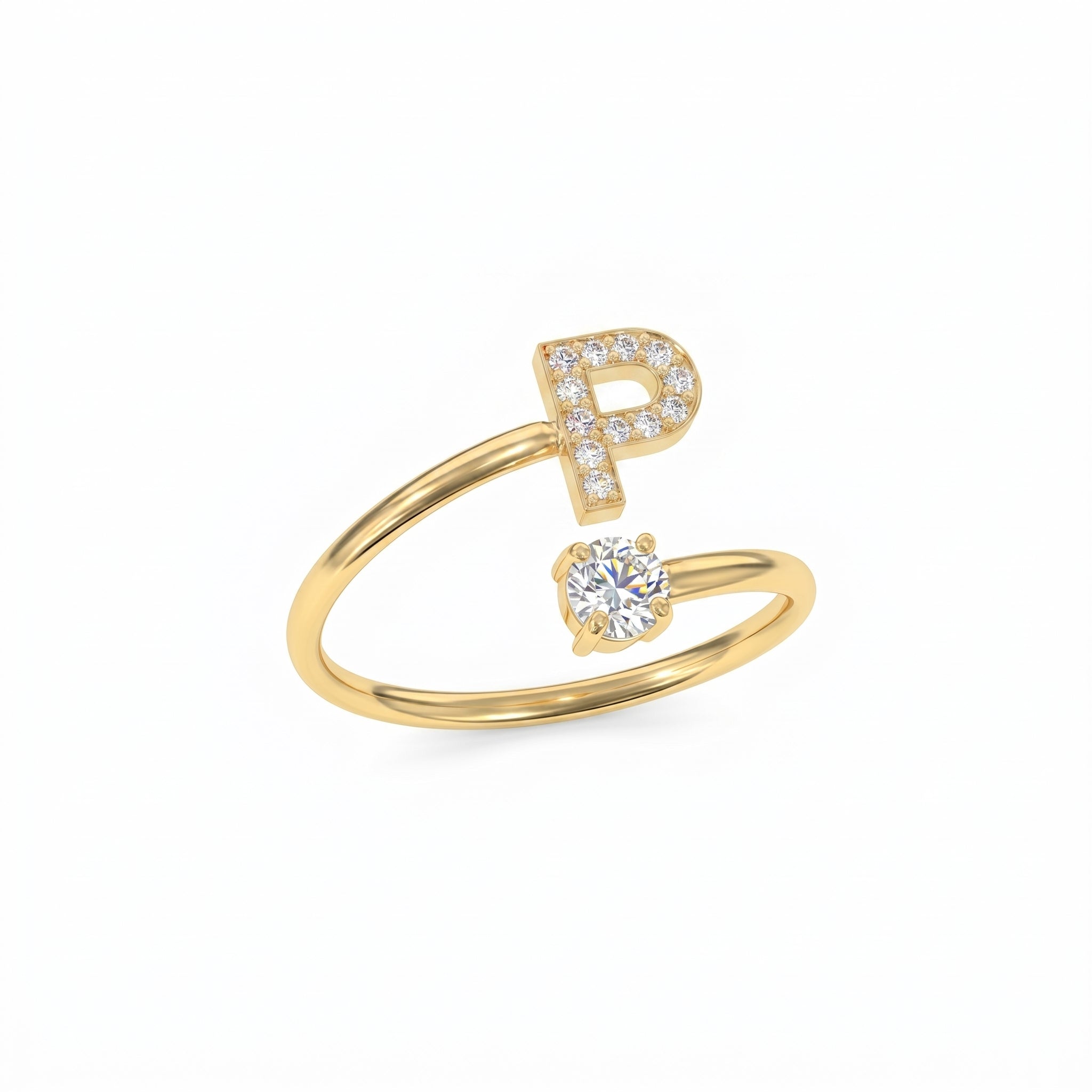 Adjustable Initial Ring "Celeste"