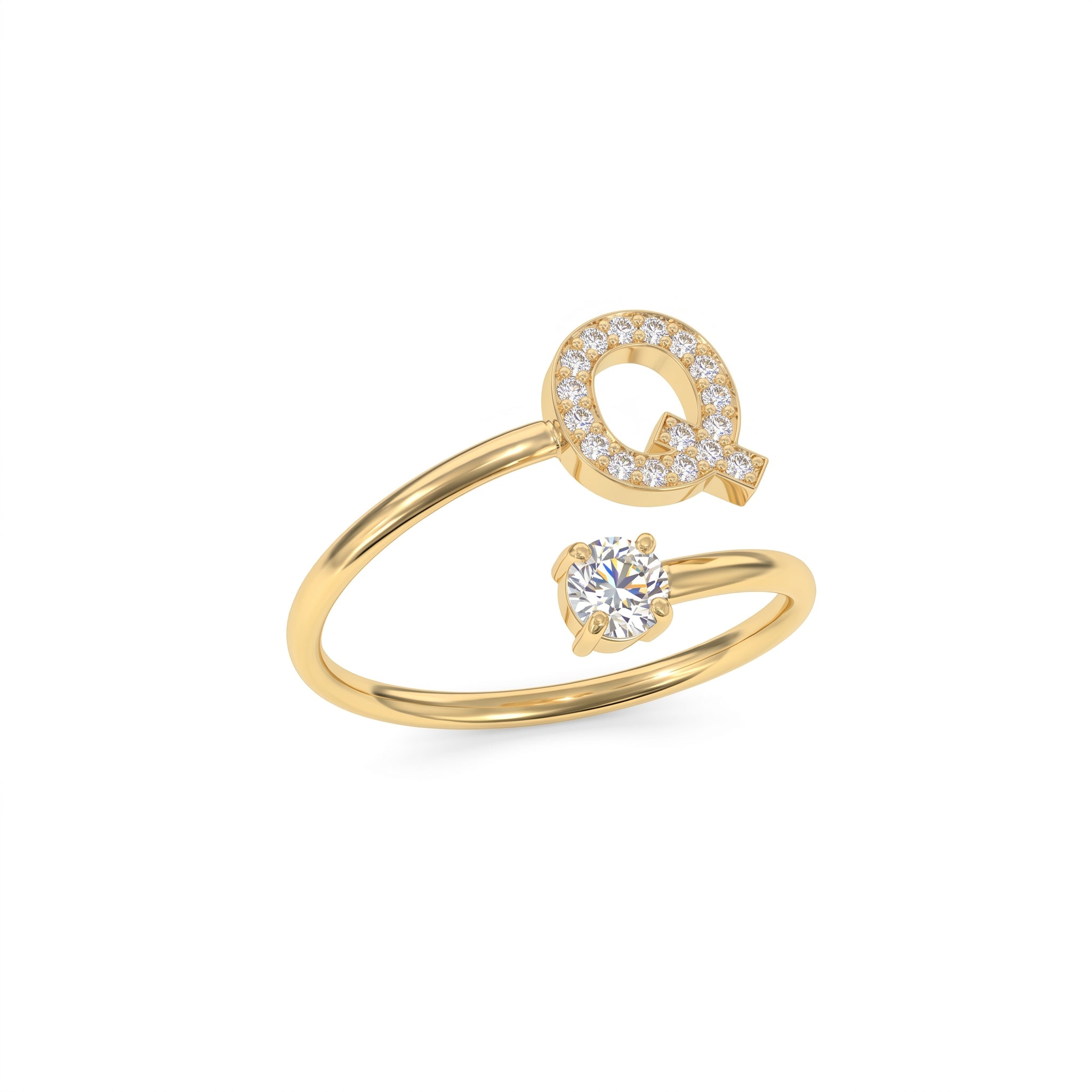 Adjustable Initial Ring "Celeste"