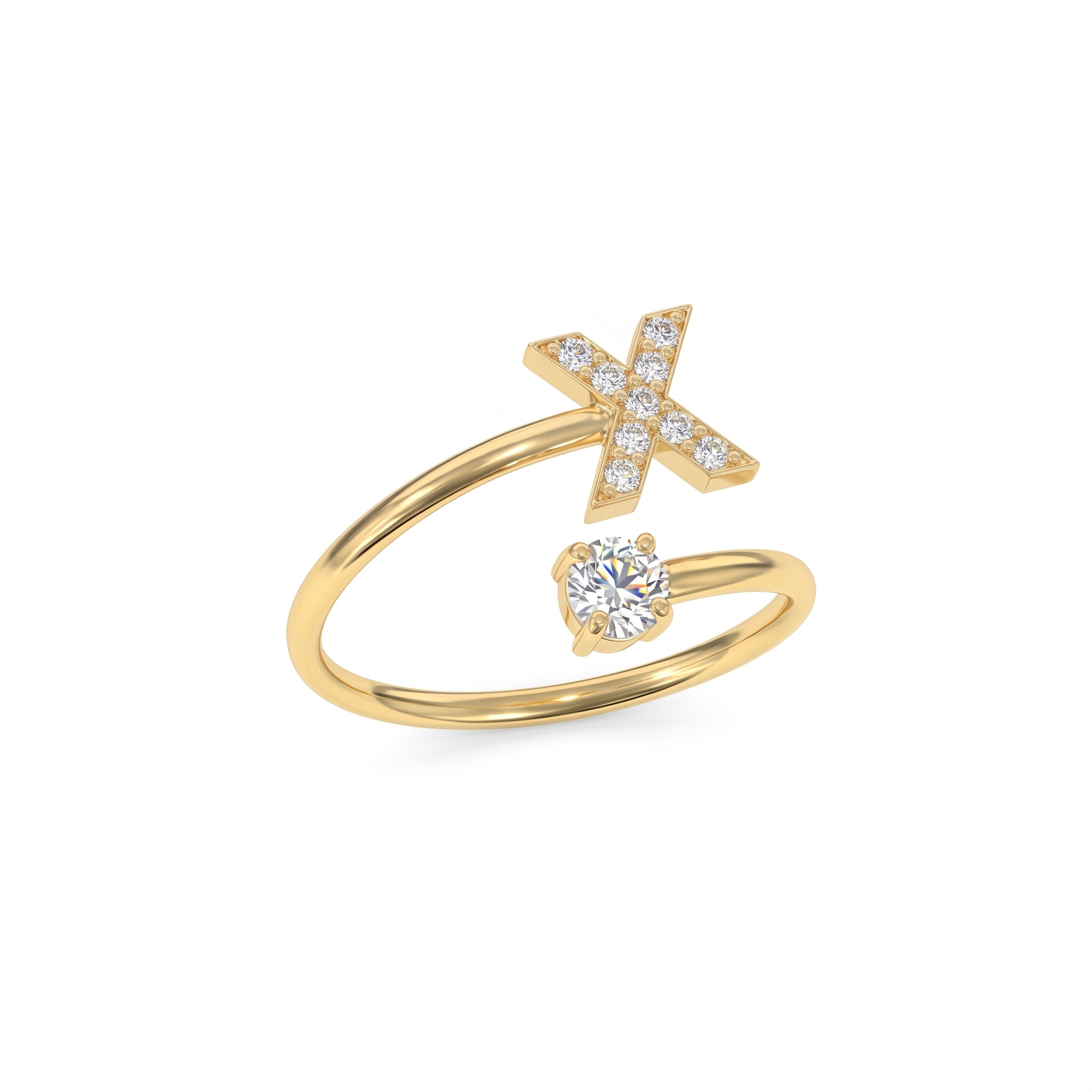 Adjustable Initial Ring "Celeste"