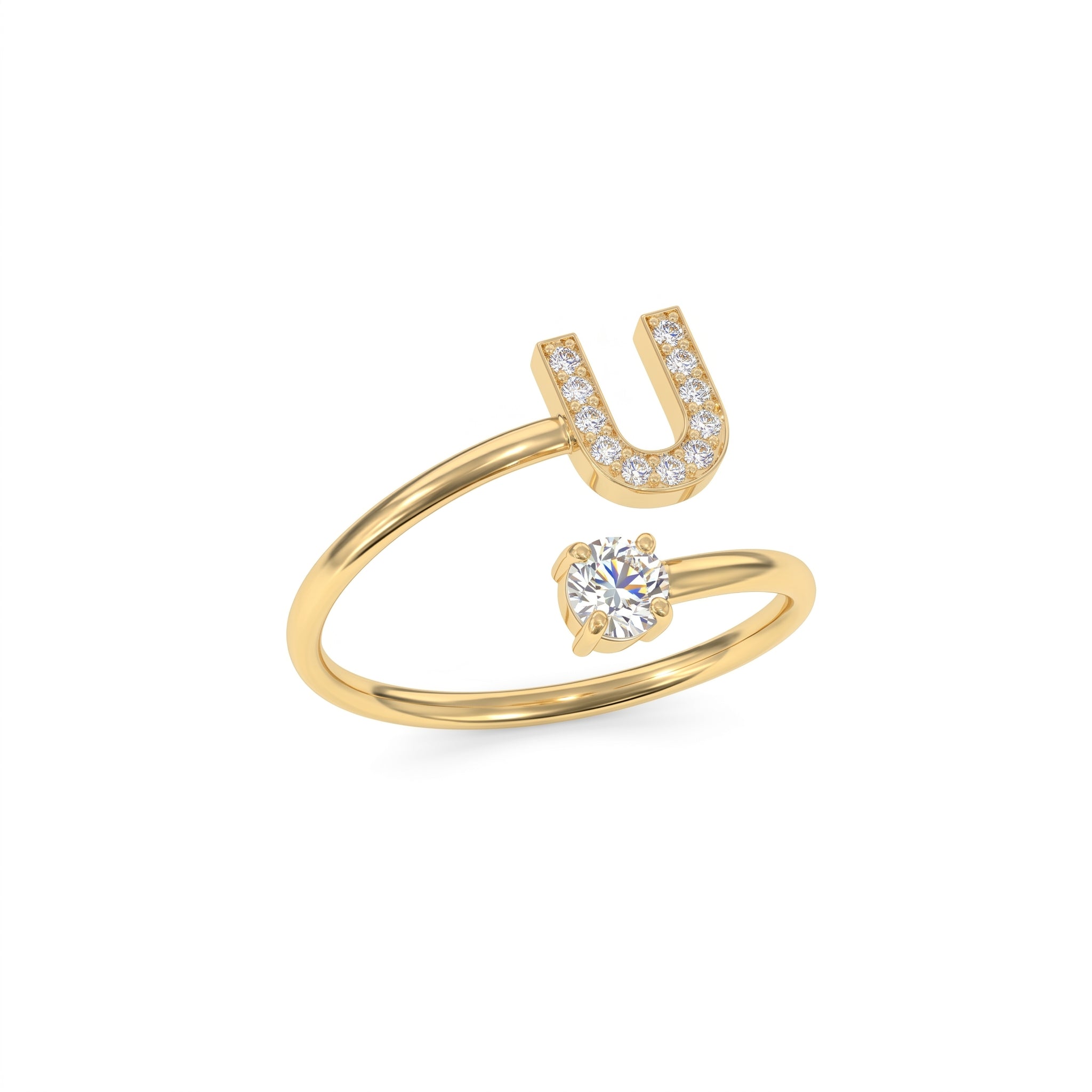 Adjustable Initial Ring "Celeste"