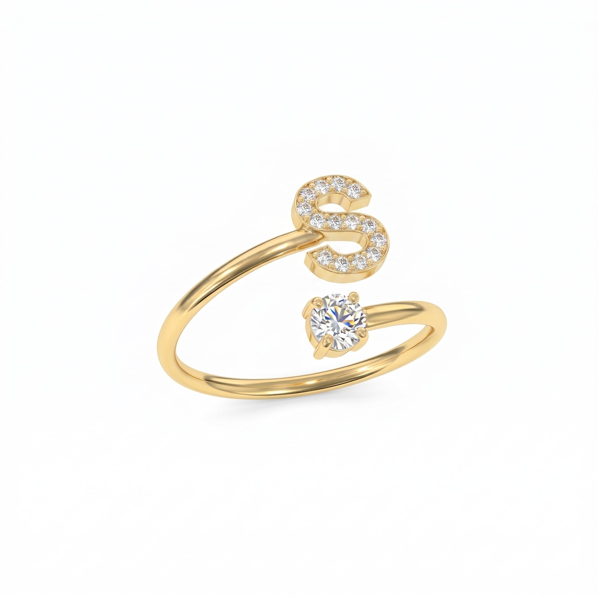 Adjustable Initial Ring "Celeste"
