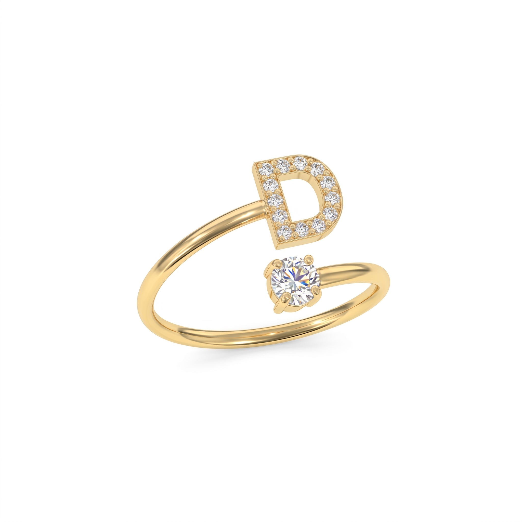 Adjustable Initial Ring "Celeste"
