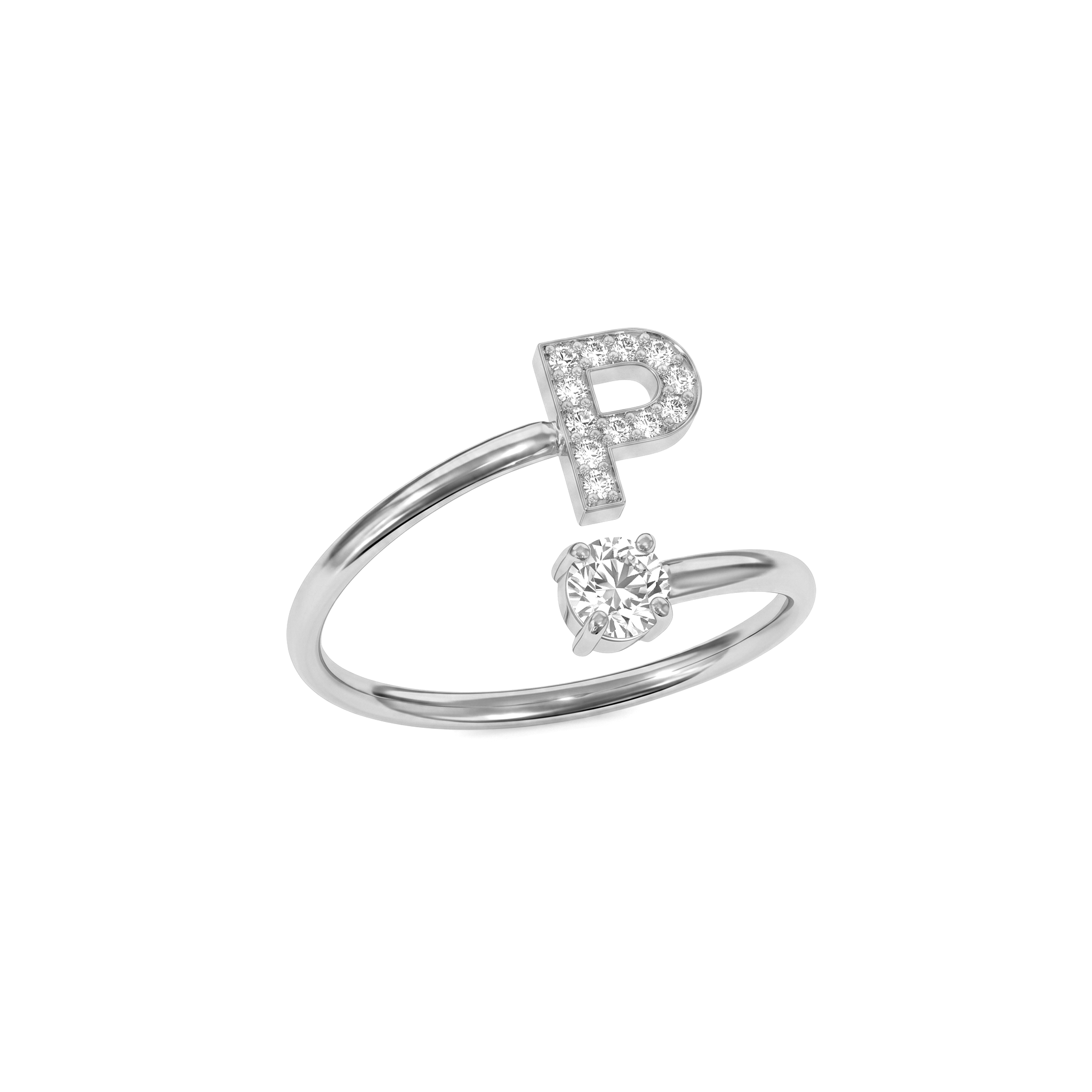 Adjustable Initial Ring "Celeste"